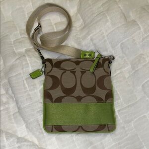 NWOT Coach Brown and Green Crossbody Bag